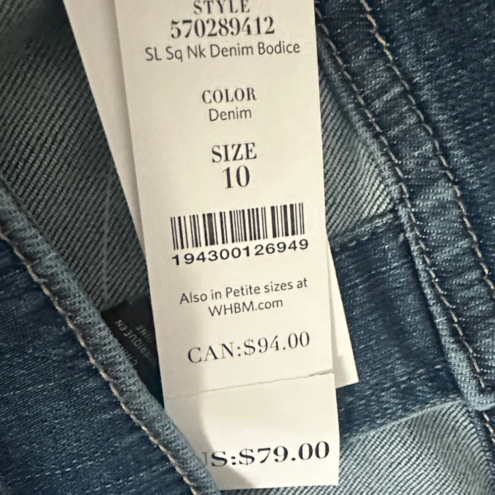 White House Black Market Blue Denim Top - Picture 4 of 4